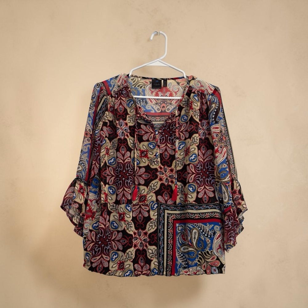 Multi Color Paisley Flutter Sleeve Top | Flowy Boho Women’s Blouse